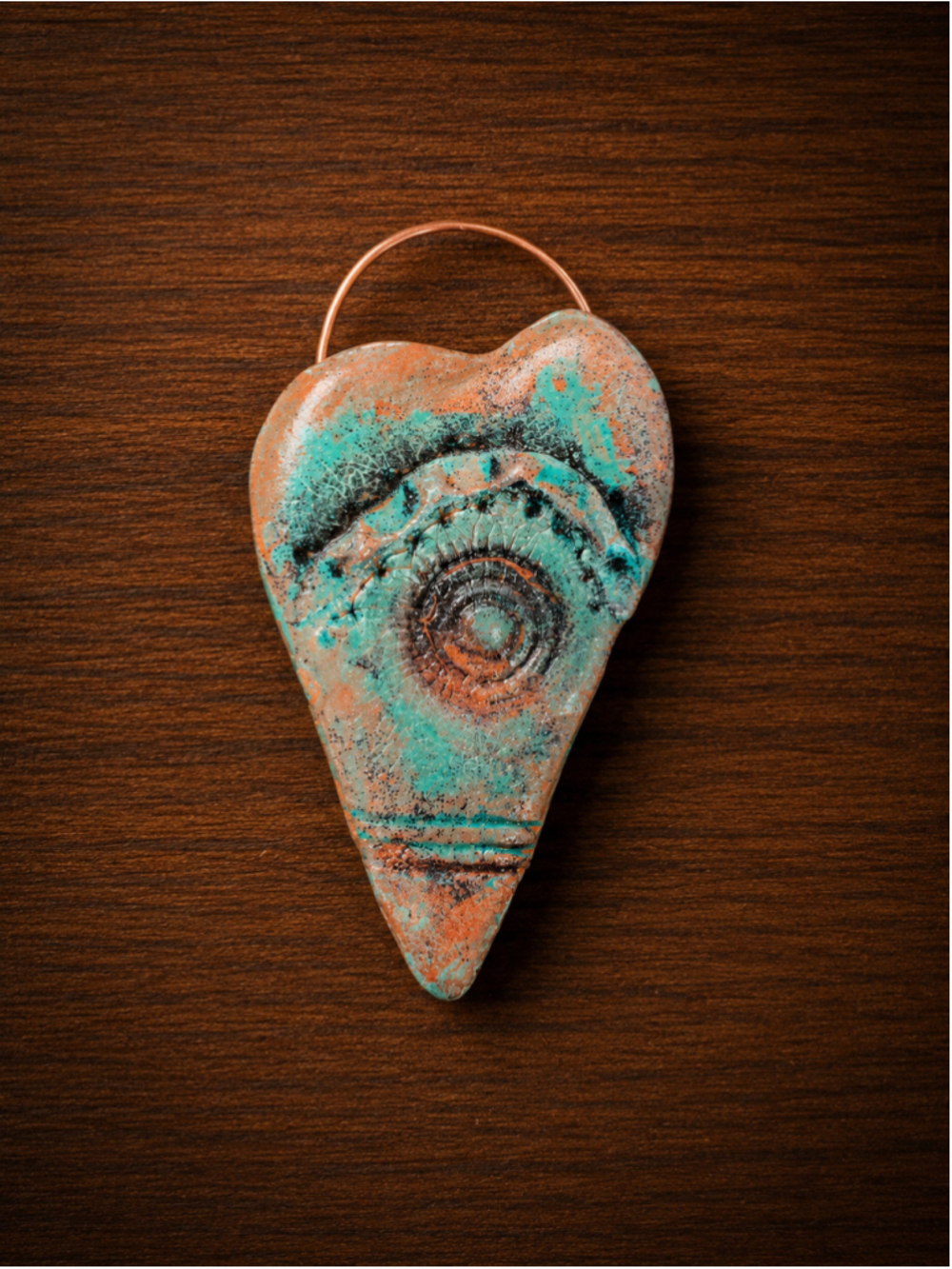 Unbranded Ceramic Heart Wall Art One Size Turquoise Copper